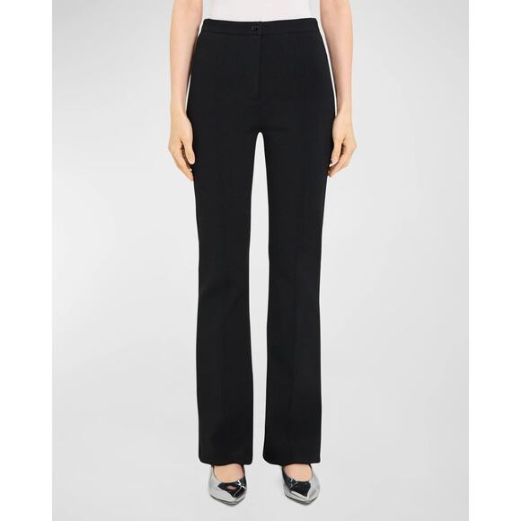 New THEORY Compact Crepe Black Flare Pants Size Large - Picture 1 of 12